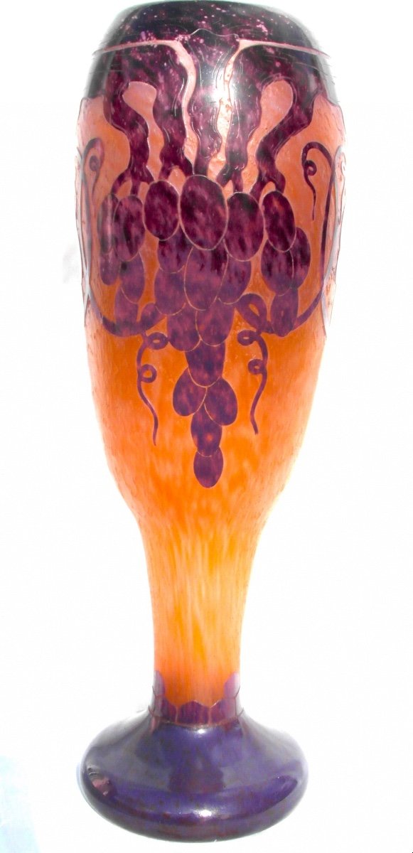 Grand Vase "vignes" Le Verre Français Par Schneider, 54 Cm, Era Daum Art-déco-photo-2