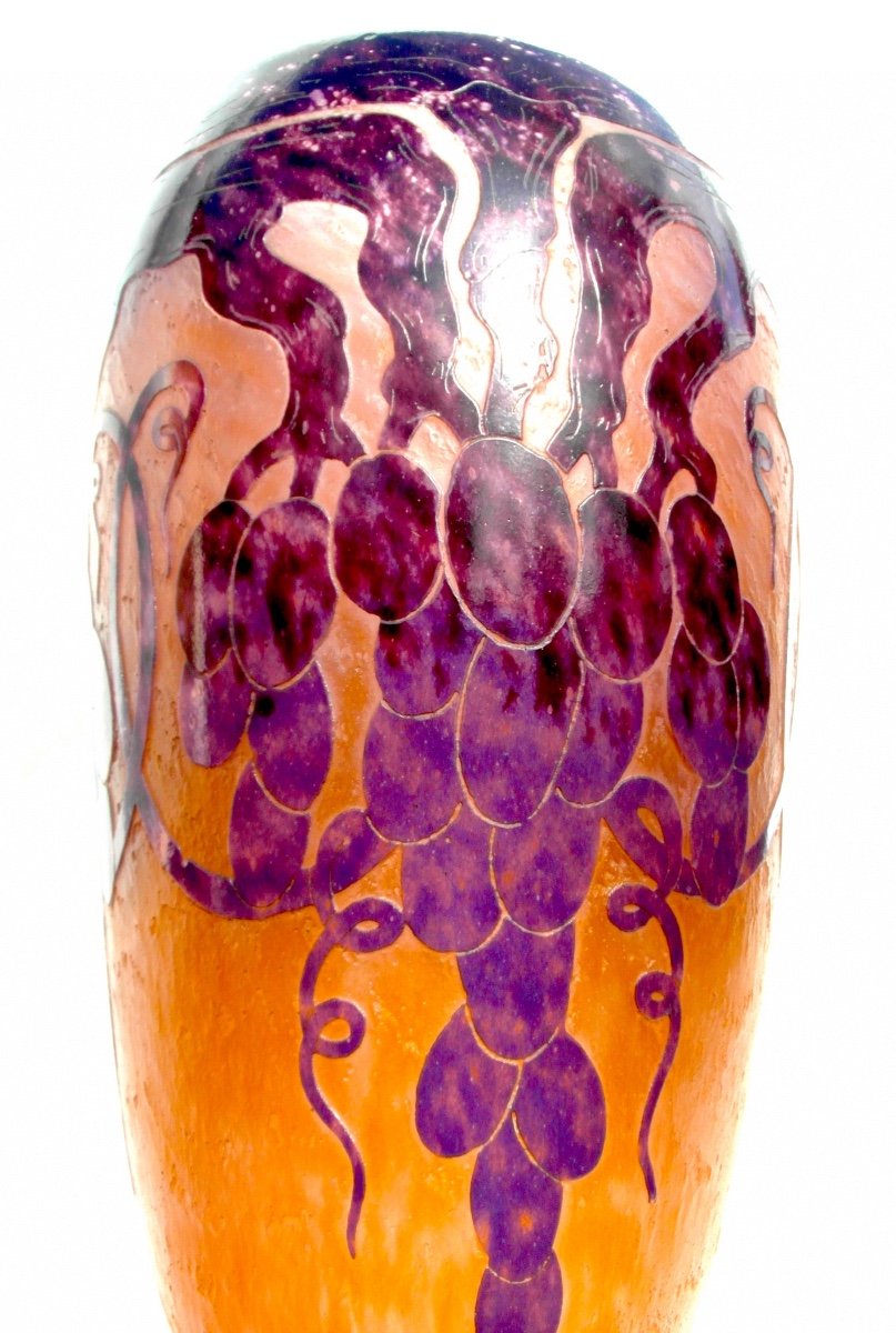 Grand Vase "vignes" Le Verre Français Par Schneider, 54 Cm, Era Daum Art-déco-photo-3