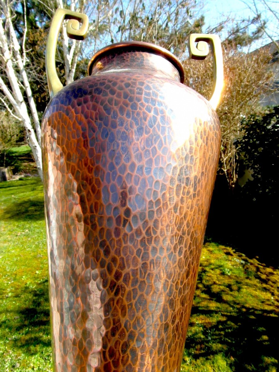 Large Pair Of 1900 Copper Vases Wmf, 50 Cm, Perfect, Era Dinanderie Jugenstil Daum Dunand-photo-7