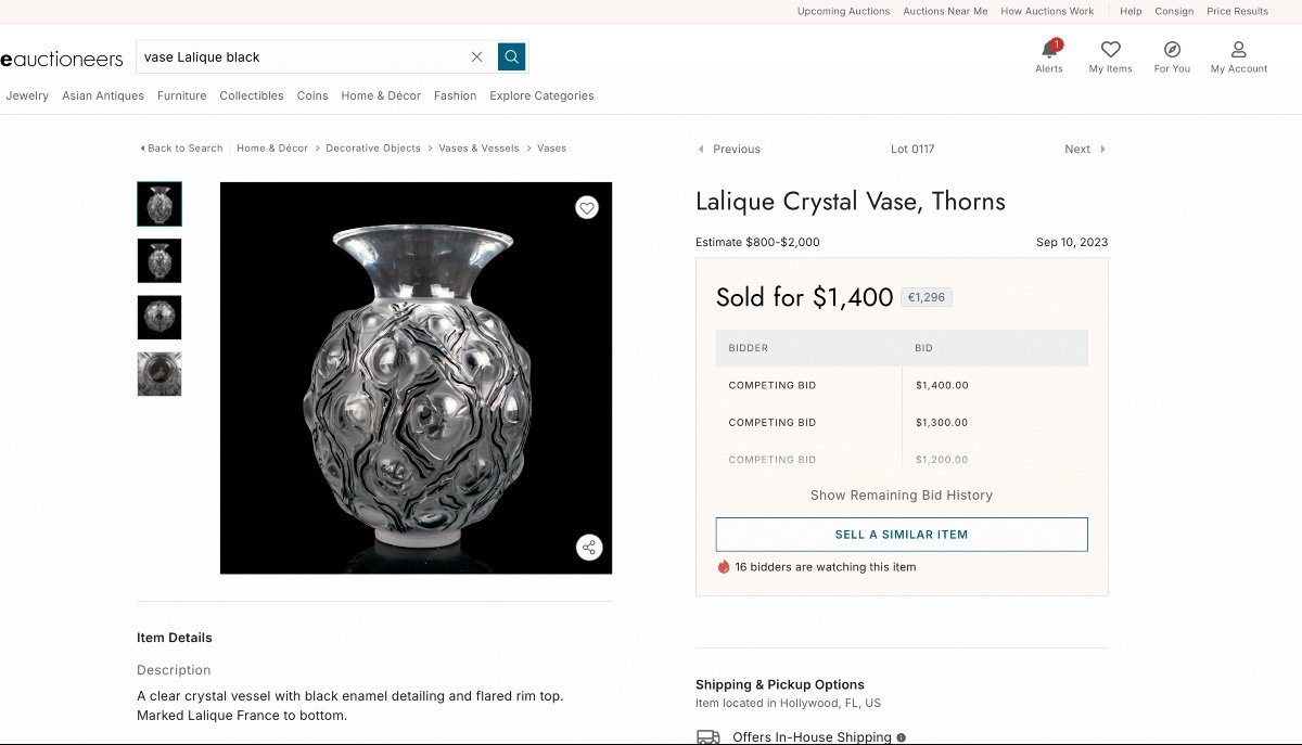 Vase En Cristal Et émail Noir Par Lalique, Modèle "thorns", Era Daum Baccarat Saint-louis-photo-7