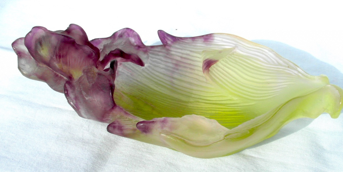 Coupe Daum Aux Iris, Parfaite, 1er Choix, Era Baccarat Lalique Galle-photo-3