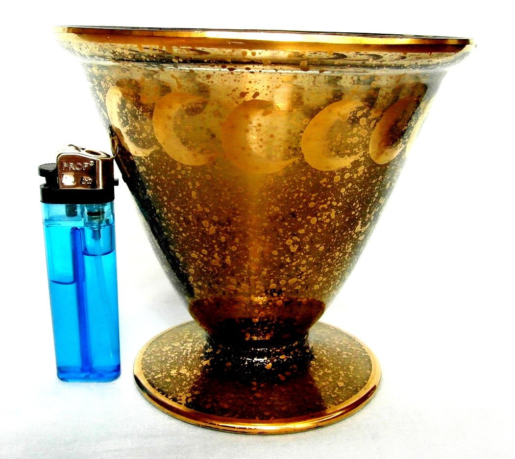 Rare And Interesting Chalice Daum Crescent Moon Vase, Circa 1910, Art-deco Galle Era-photo-2