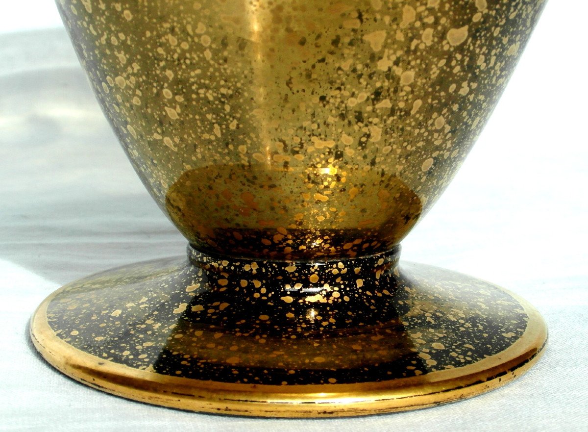 Rare And Interesting Chalice Daum Crescent Moon Vase, Circa 1910, Art-deco Galle Era-photo-1