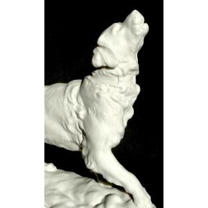 Pretty Biscuit Subject "the Setter" By Charles Valton, Manufacture Nationale De Sevres, 1926