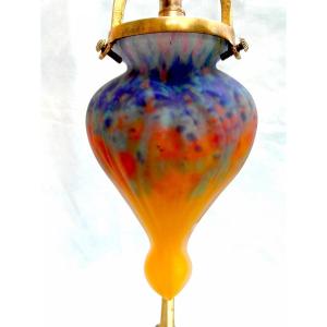 Beautiful Muller Lamp, Tulip "heart Of Mary", Rare Small Button Model, Era Daum Galle 1900