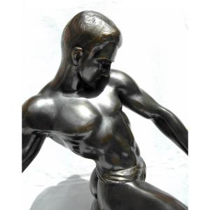 Large Art-deco Sculpture "the Antelope Hunter" By Kowas, Perfect Era Prost Fayral 1930