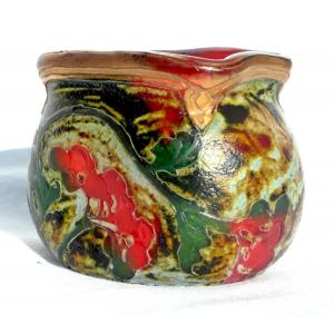  Rare Legras Miniature Vase, Indiana Series, Unique Berry Decor, Era Daum Galle 1900