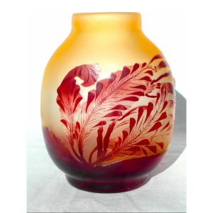 Joli Vase Galle Au Fond Marin, Décor "algues", Parfait , Era Daum Art-nouveau 1900