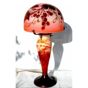  Lampe 1900 à Décor De Vignes Par Gallé , Parfaite, Era Daum Art-nouveau