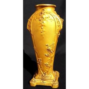 Art Nouveau Bronze Vase "myosotis" By Guenardeau, Susse Founder, Circa 1900