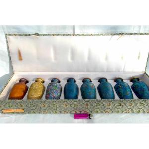 Unpublished Demonstration Box For Cloisonné Enamel Vases 1900, Daum Era China