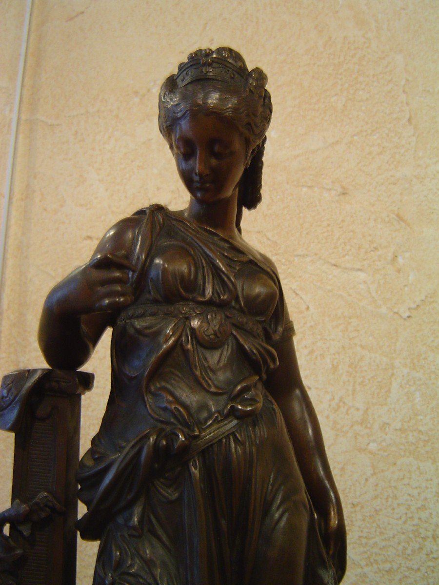 Paul Dubois Femme En Bronze A Patine Brune-photo-2
