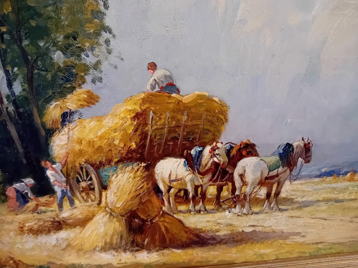 Mariette Lefevre Defive Oil On Canvas Field Work -photo-3