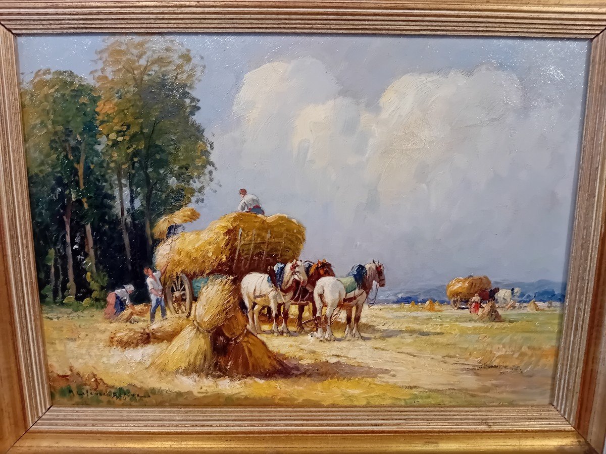 Mariette Lefevre Defive Oil On Canvas Field Work -photo-4