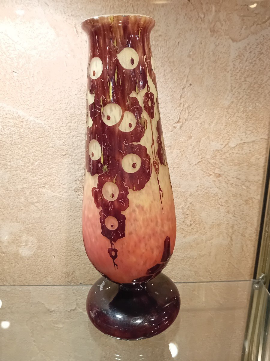 French Cameo Vase Glass  -photo-3