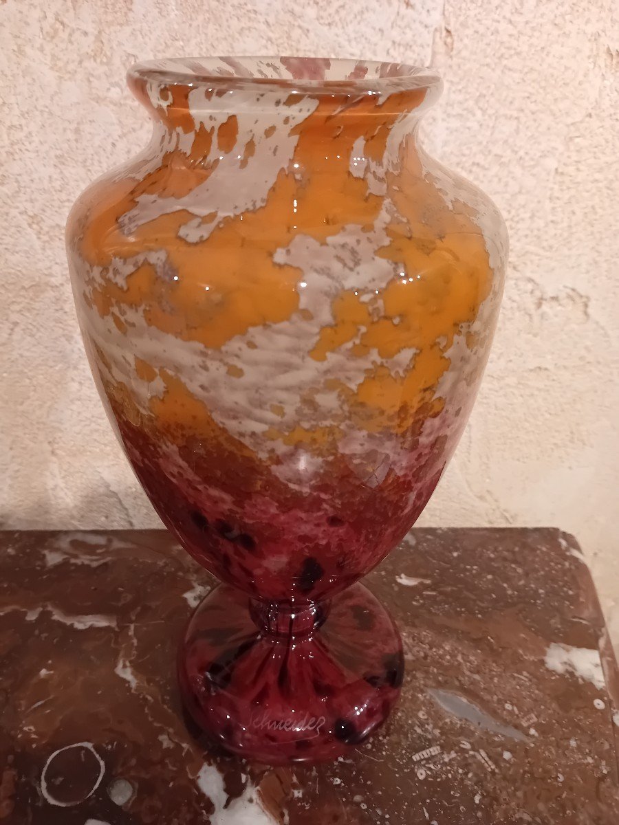 Charles Schneider Vase Verre Marmoreen-photo-3