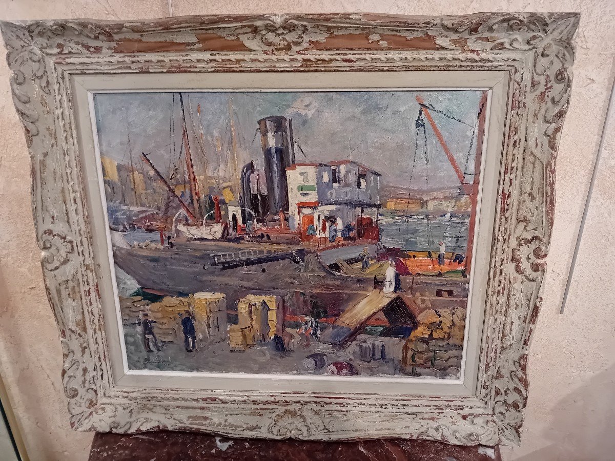 Lucien Jonas Oil On Canvas Signed Dated 1930 The Port Of Cannes-photo-3