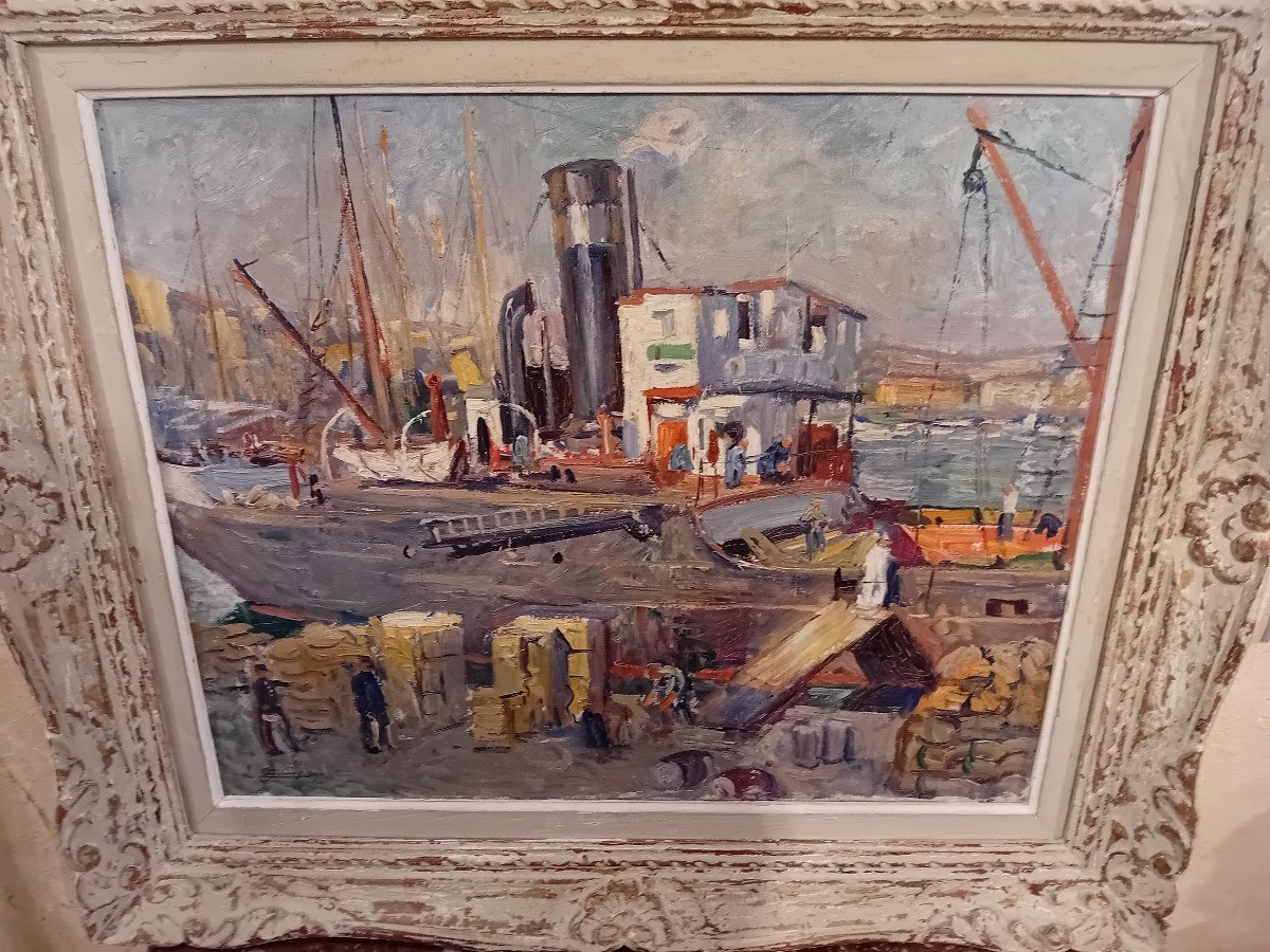 Lucien Jonas Oil On Canvas Signed Dated 1930 The Port Of Cannes-photo-4