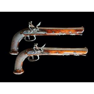 Beautiful Pair Of Flintlock Pistols Signed Boutet 