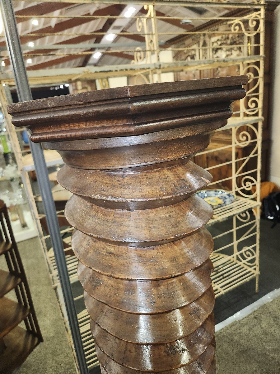 Pair Of Walnut Press Screws With Vine Decor In The Lower Part-photo-3