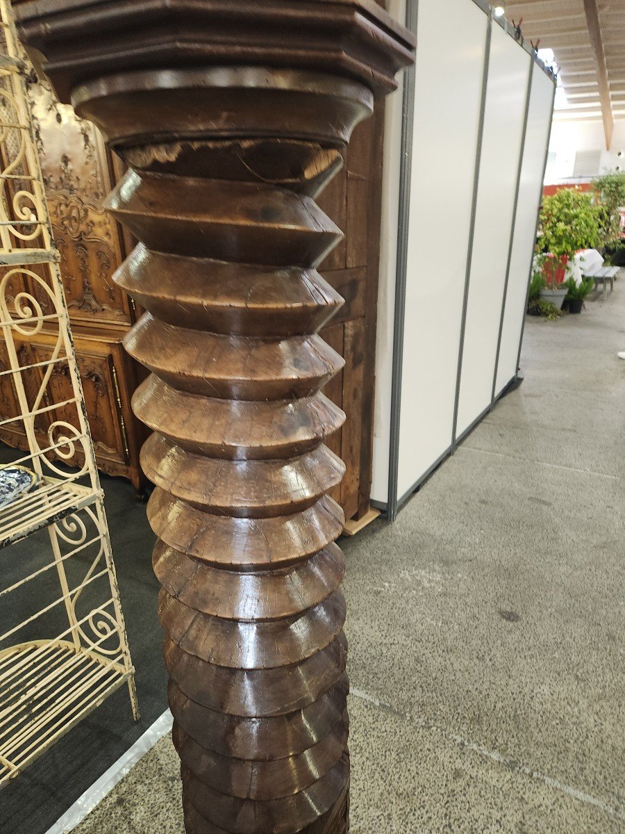 Pair Of Walnut Press Screws With Vine Decor In The Lower Part-photo-7