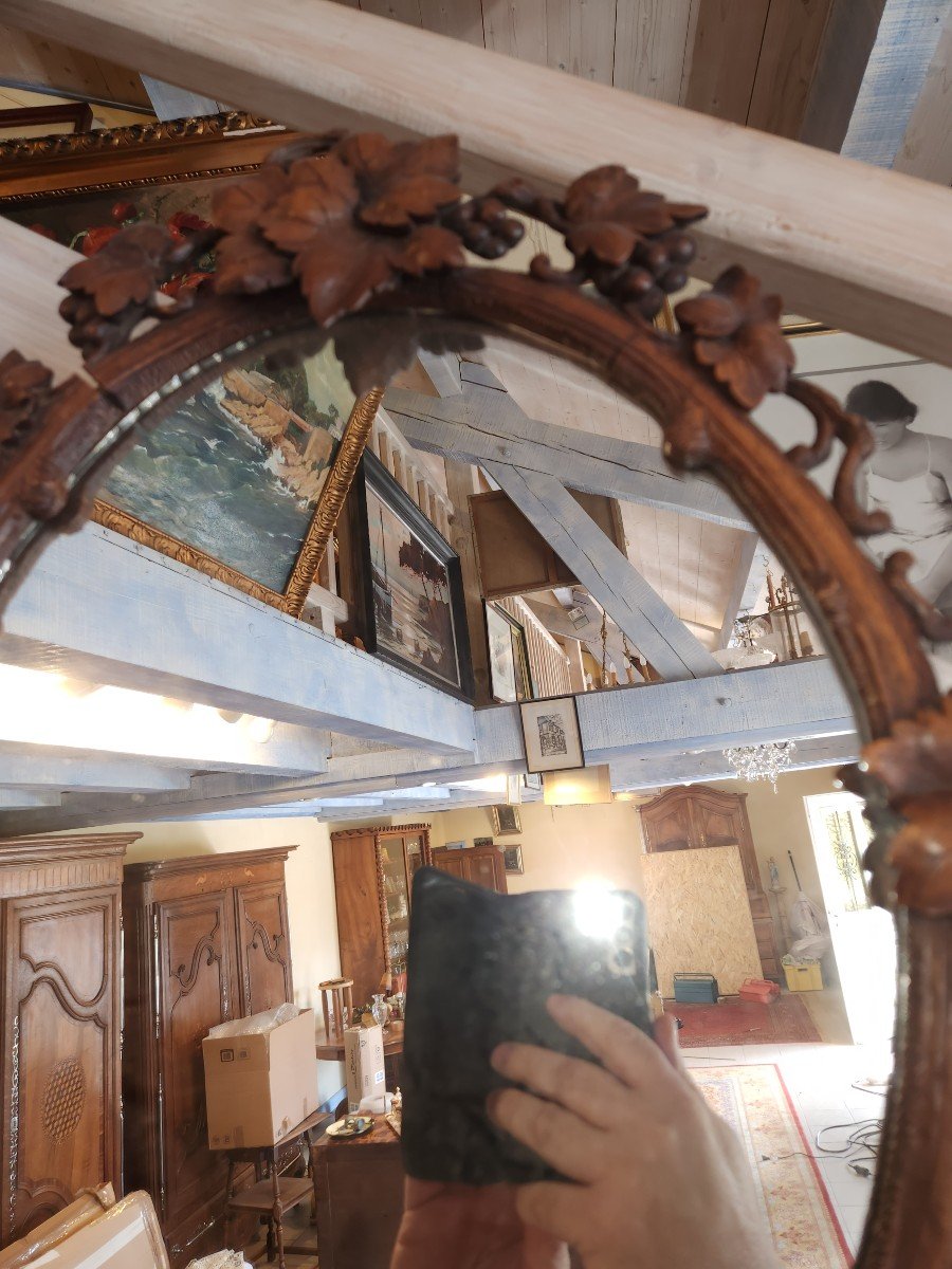 Oval Mirror Early 20th Work From The Black Forest-photo-6