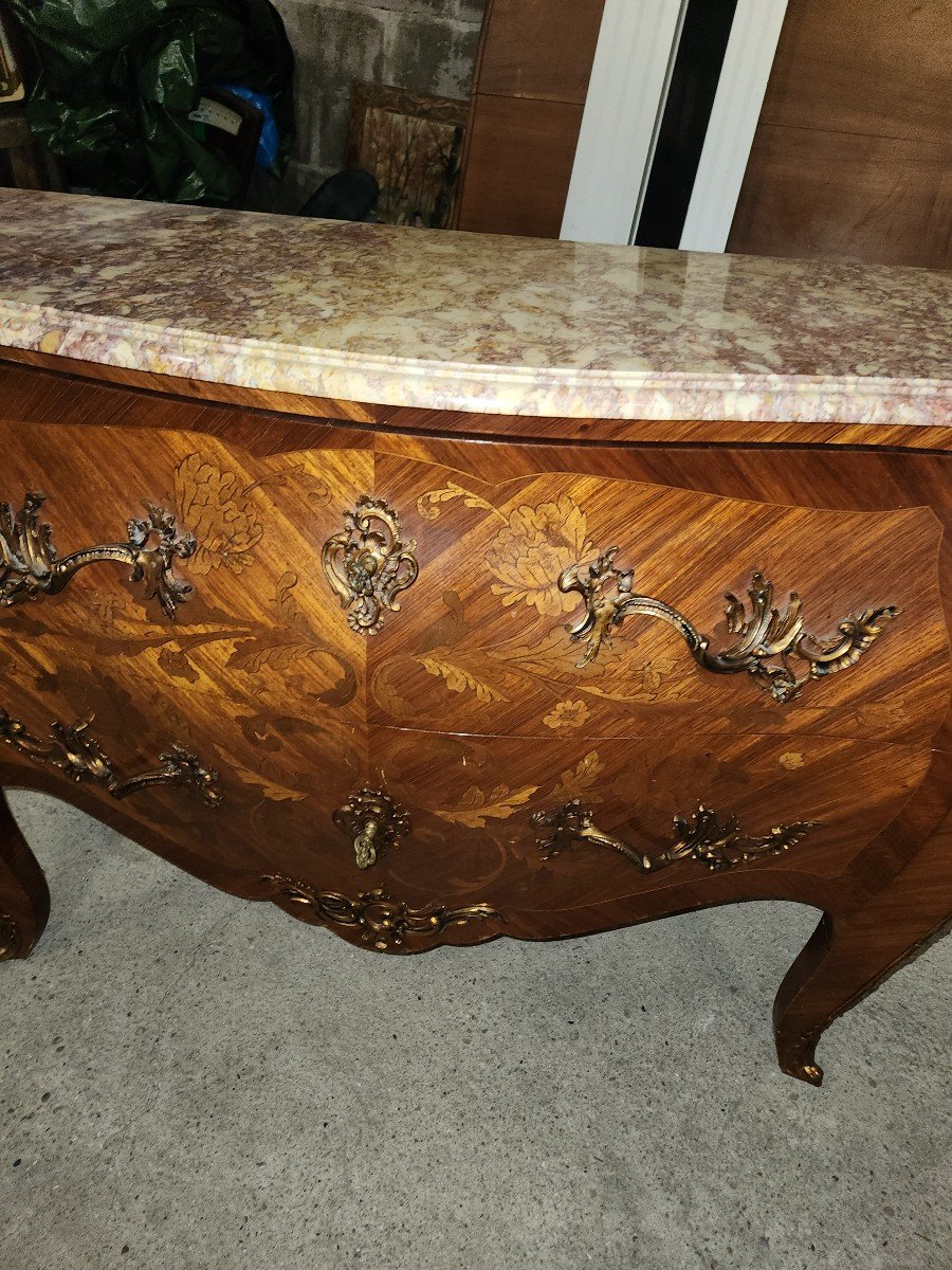 Louis Marquetee Curved Commode From The 30s/50s By Trzs Beautifully Made -photo-3