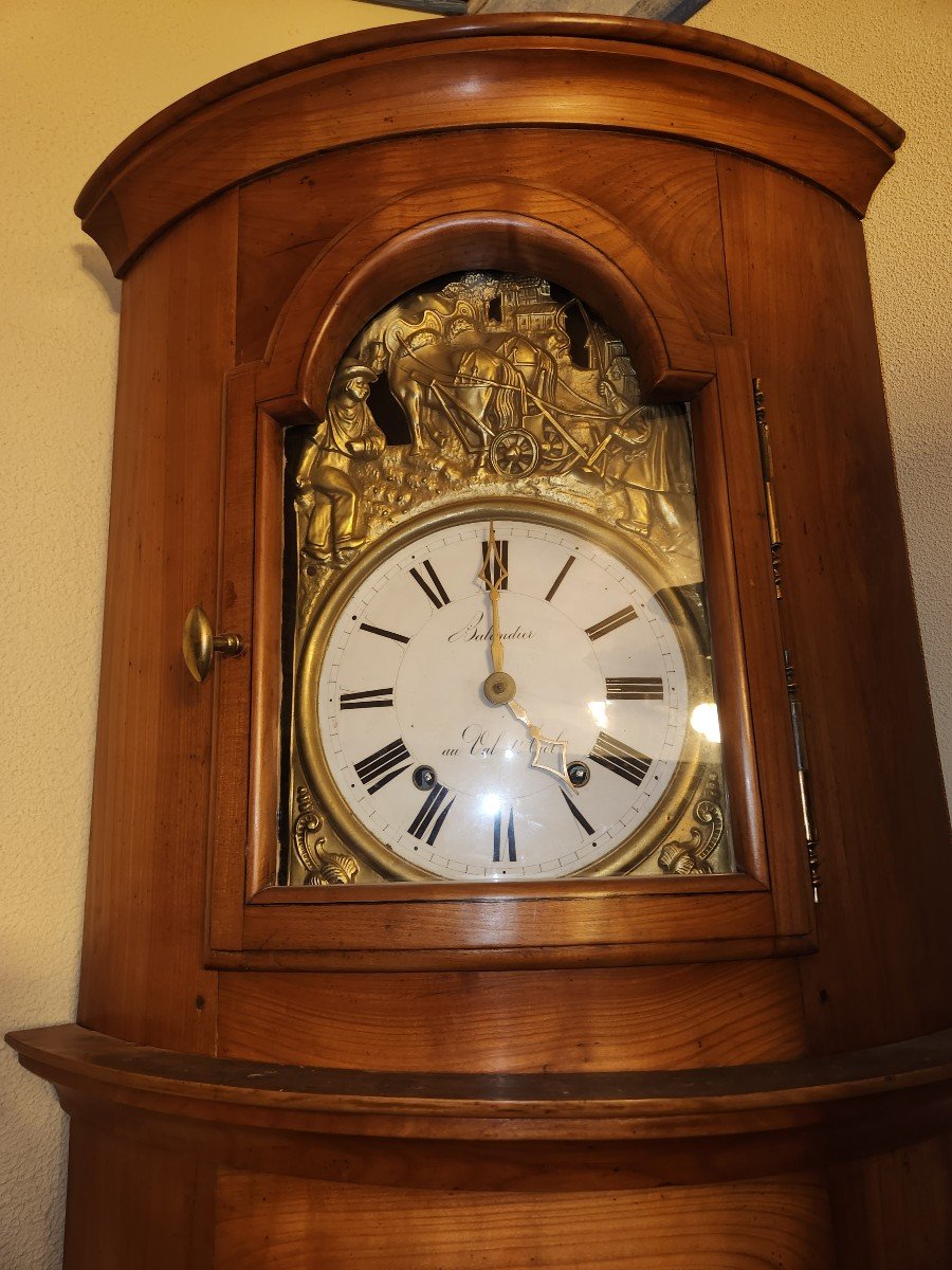 19th Century Curved Corner Clock In Cherry Wood From Val d'Ajol (vosges)-photo-3