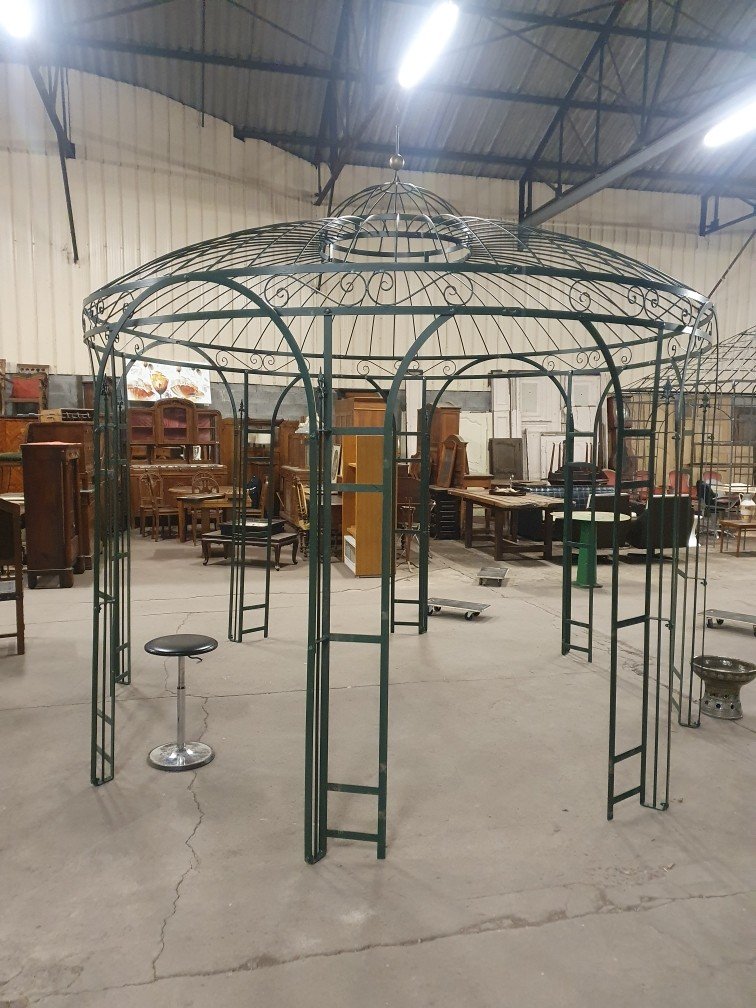 Large Diameter Wrought Iron Garden Arbor 