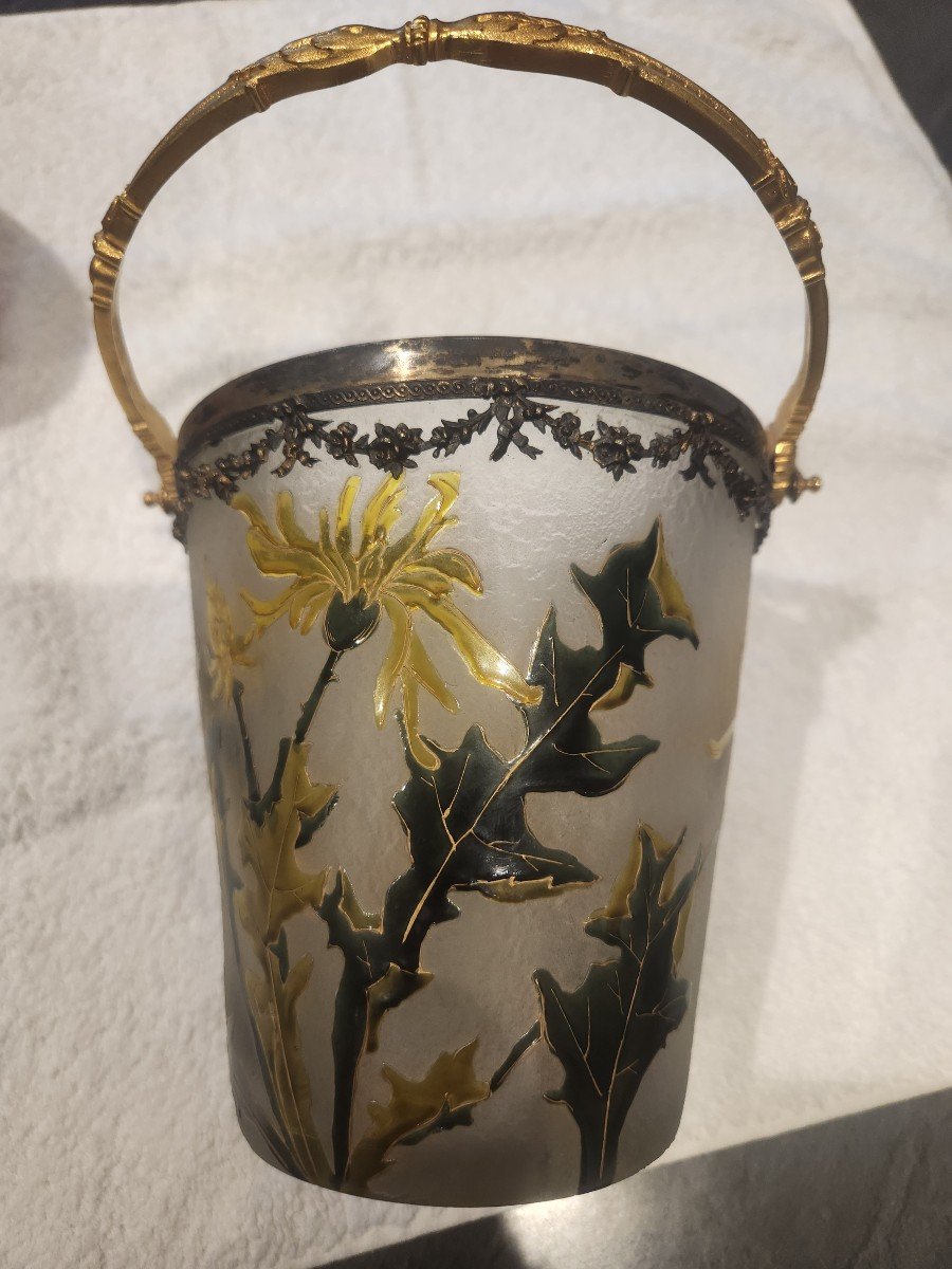 Art Nouveau Ice Cube Bucket Decorated With Flowering Thistles -photo-4
