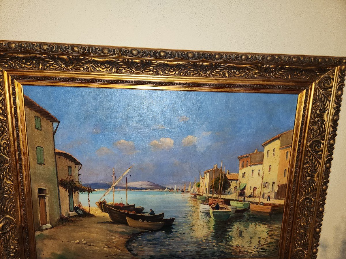 Oil On Canvas "fishing Port" By Georges Paul Leroux-photo-2