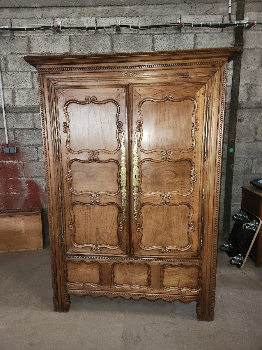 Armoire Bretonne Cloutée Fin 19ème En Fruitier Et Chêne -photo-2