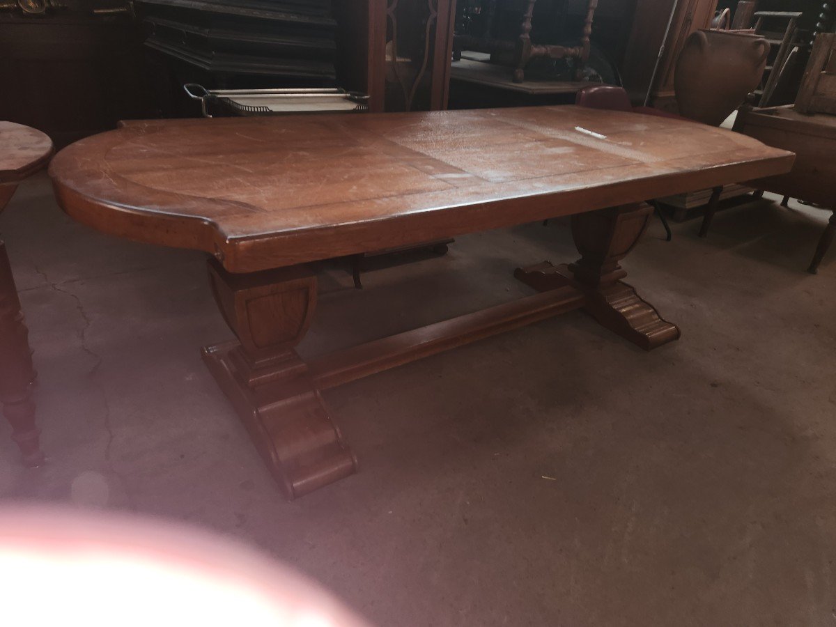 Grande Table Rustique Des Années 70 En Chêne -photo-2