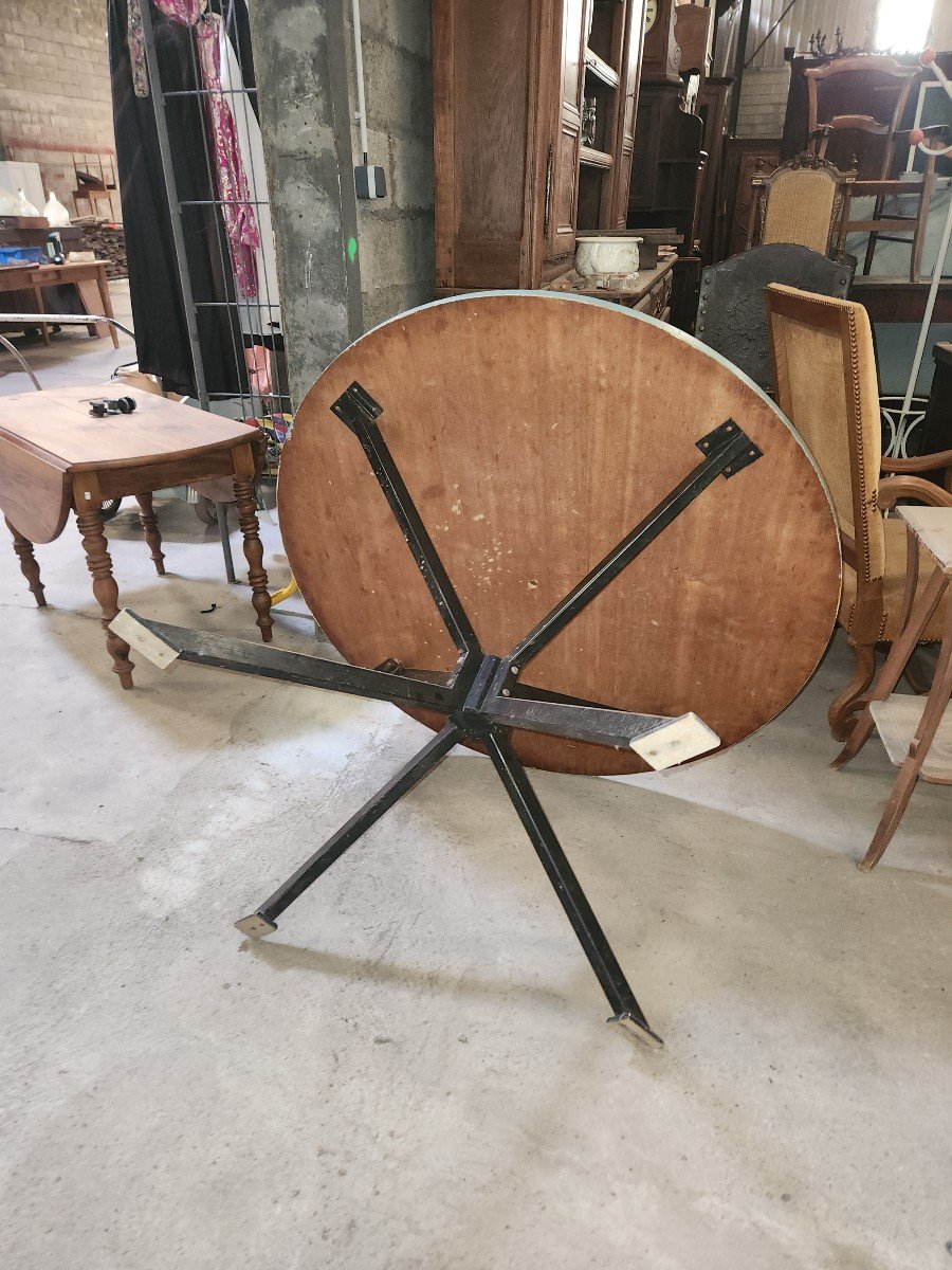 Round Table With Its Painted Top With Alsatian Decor From The 70s/80s-photo-1