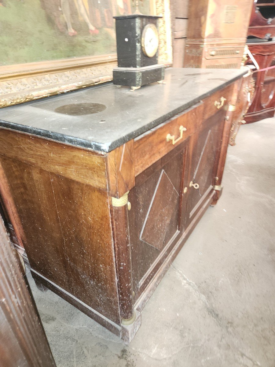 Empire Walnut Sideboard Base Black Marble Top-photo-4