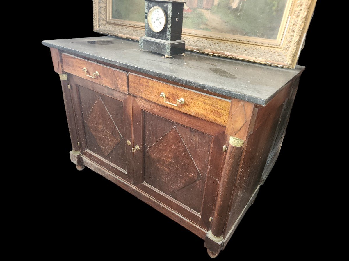 Empire Walnut Sideboard Base Black Marble Top