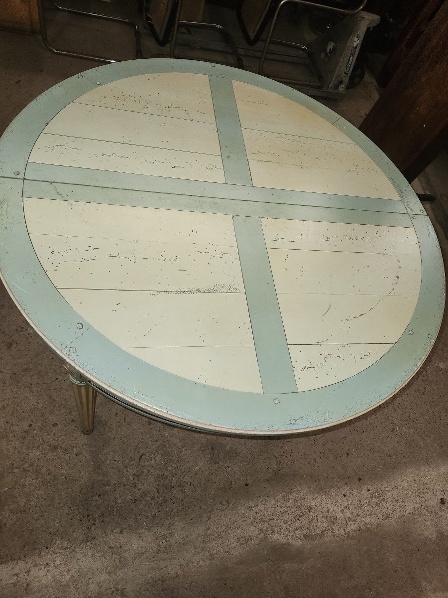 Louis XVI Style Painted Table With Extendable Legs From The 80s-photo-2