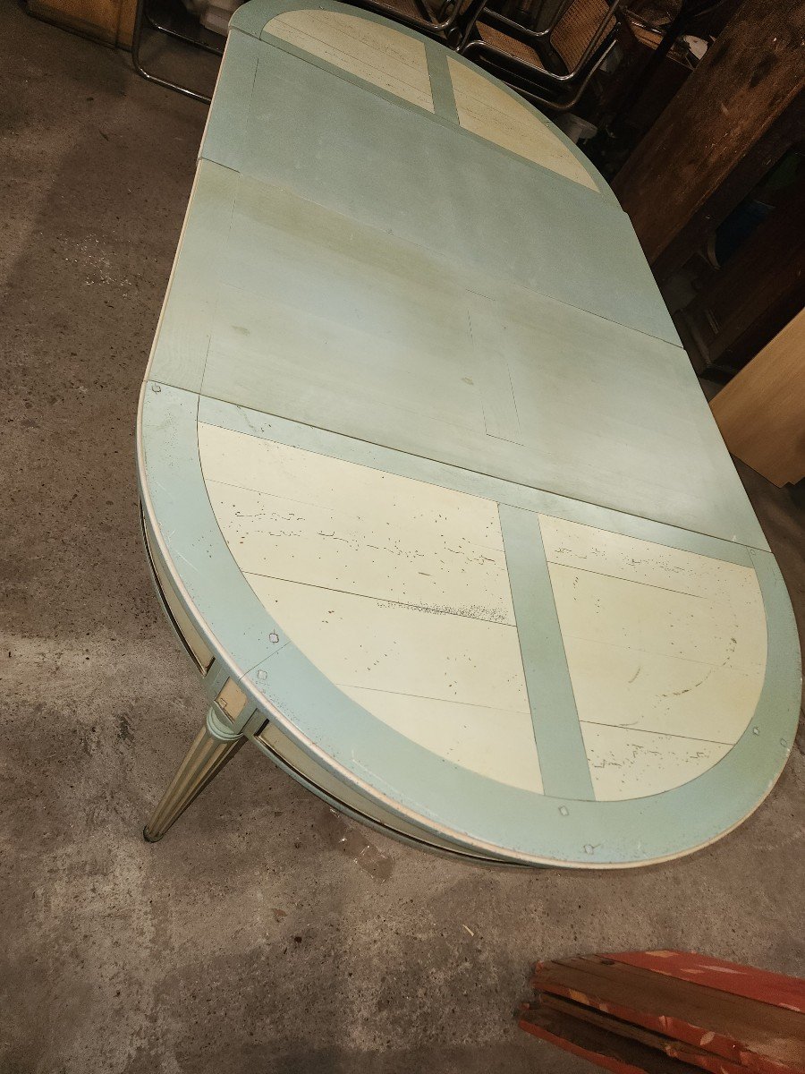 Louis XVI Style Painted Table With Extendable Legs From The 80s-photo-4