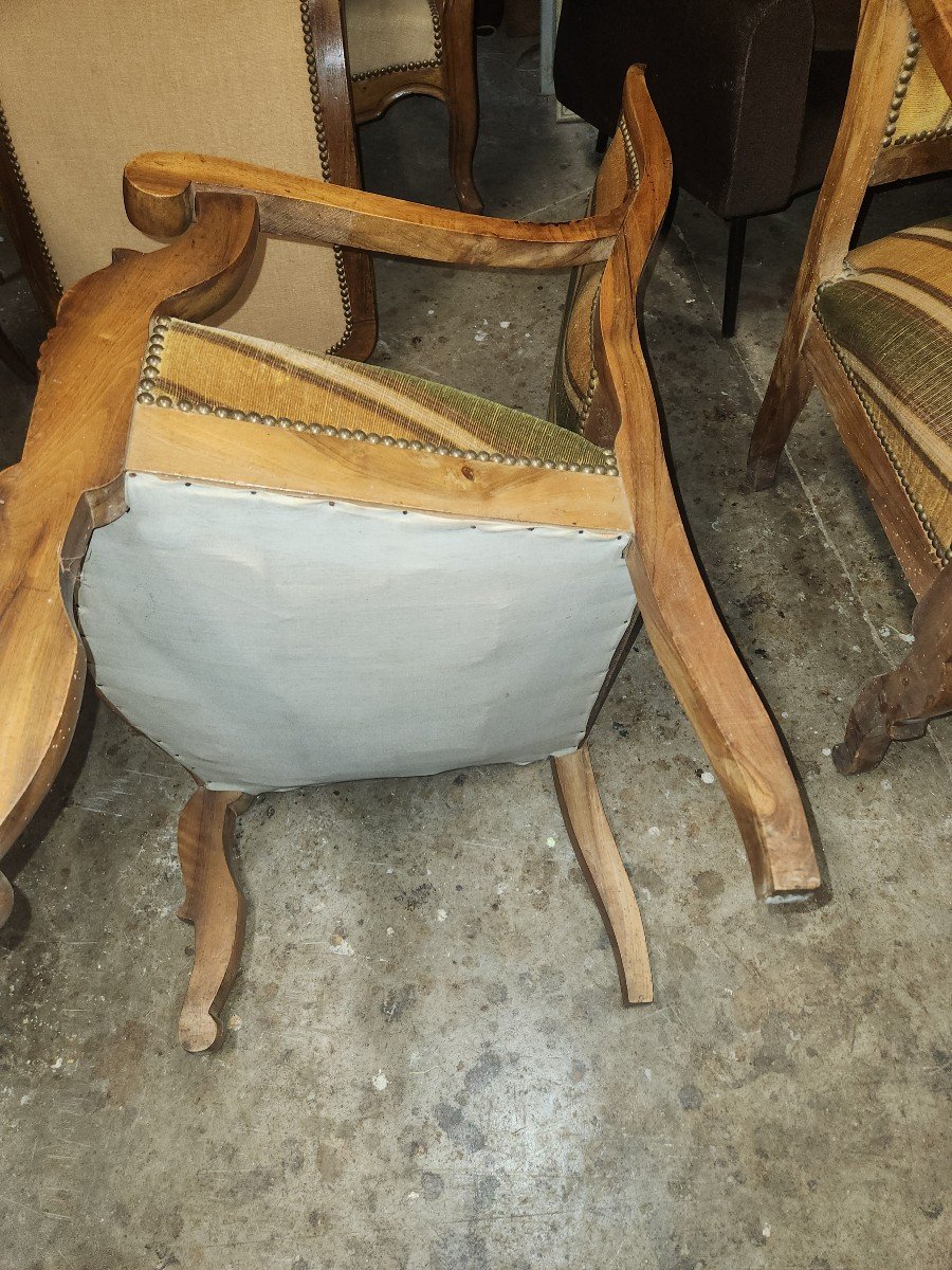 Paire De Fauteuils Restauration En Noyer-photo-4