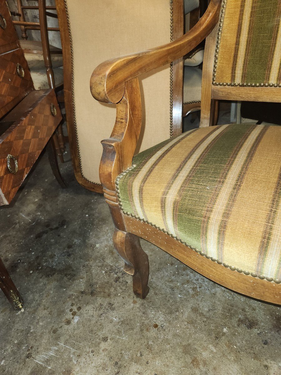 Pair Of Restoration Walnut Armchairs-photo-2