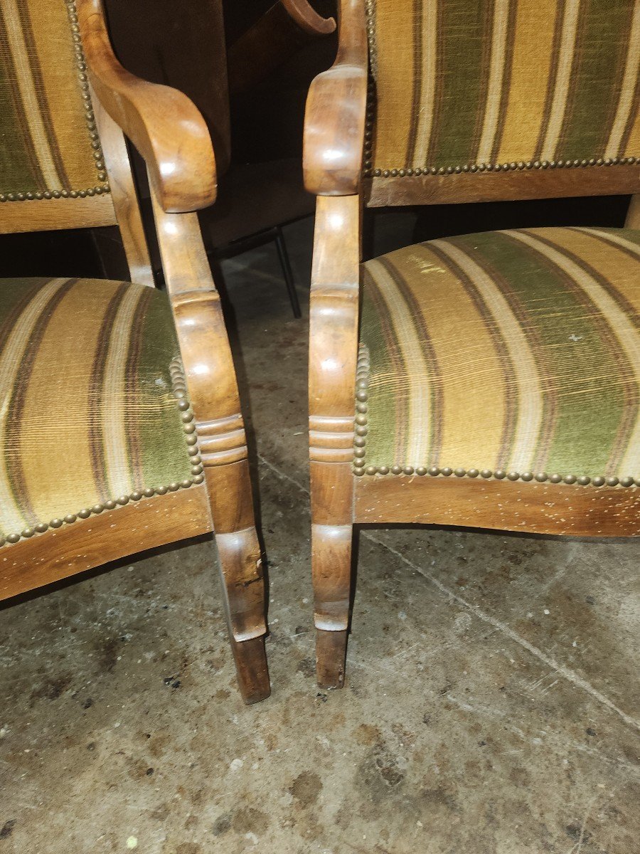 Pair Of Restoration Walnut Armchairs-photo-3