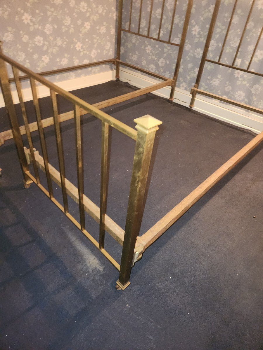 2 Brass Beds 90cm Wide Circa 1930-photo-3