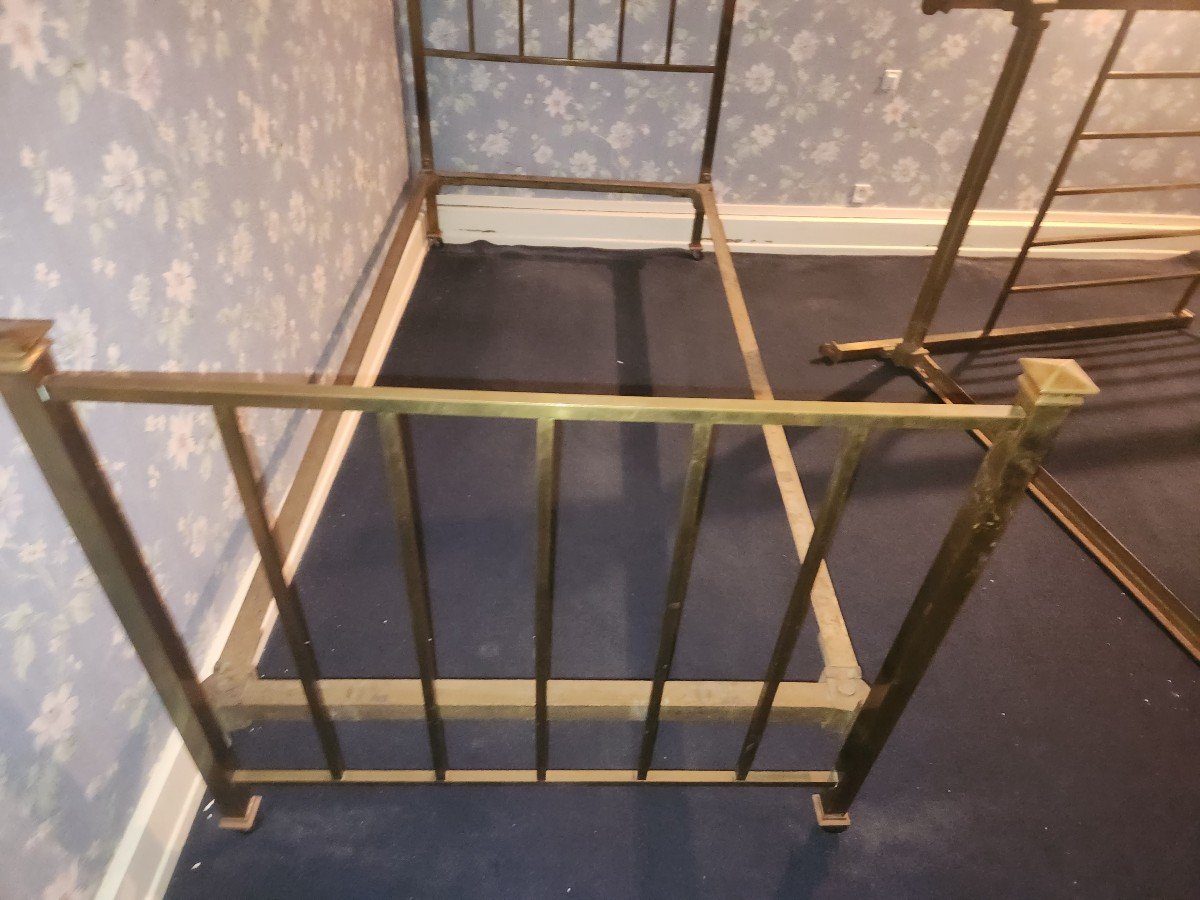 2 Brass Beds 90cm Wide Circa 1930-photo-4