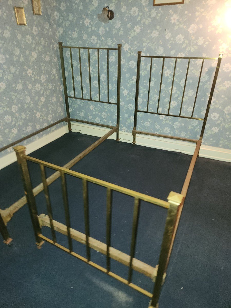 2 Brass Beds 90cm Wide Circa 1930