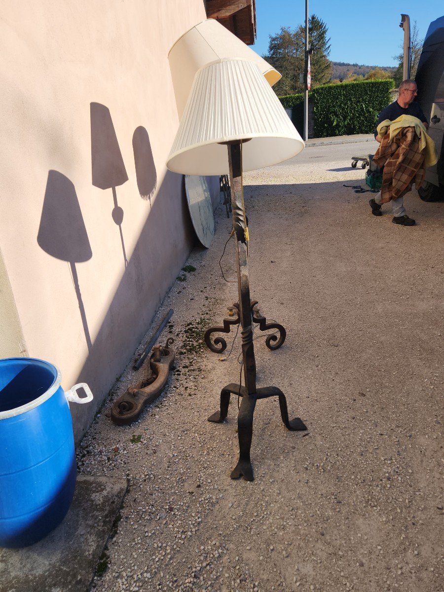 Wrought Iron Floor Lamp (brutalist Art) Signed Vich-photo-3