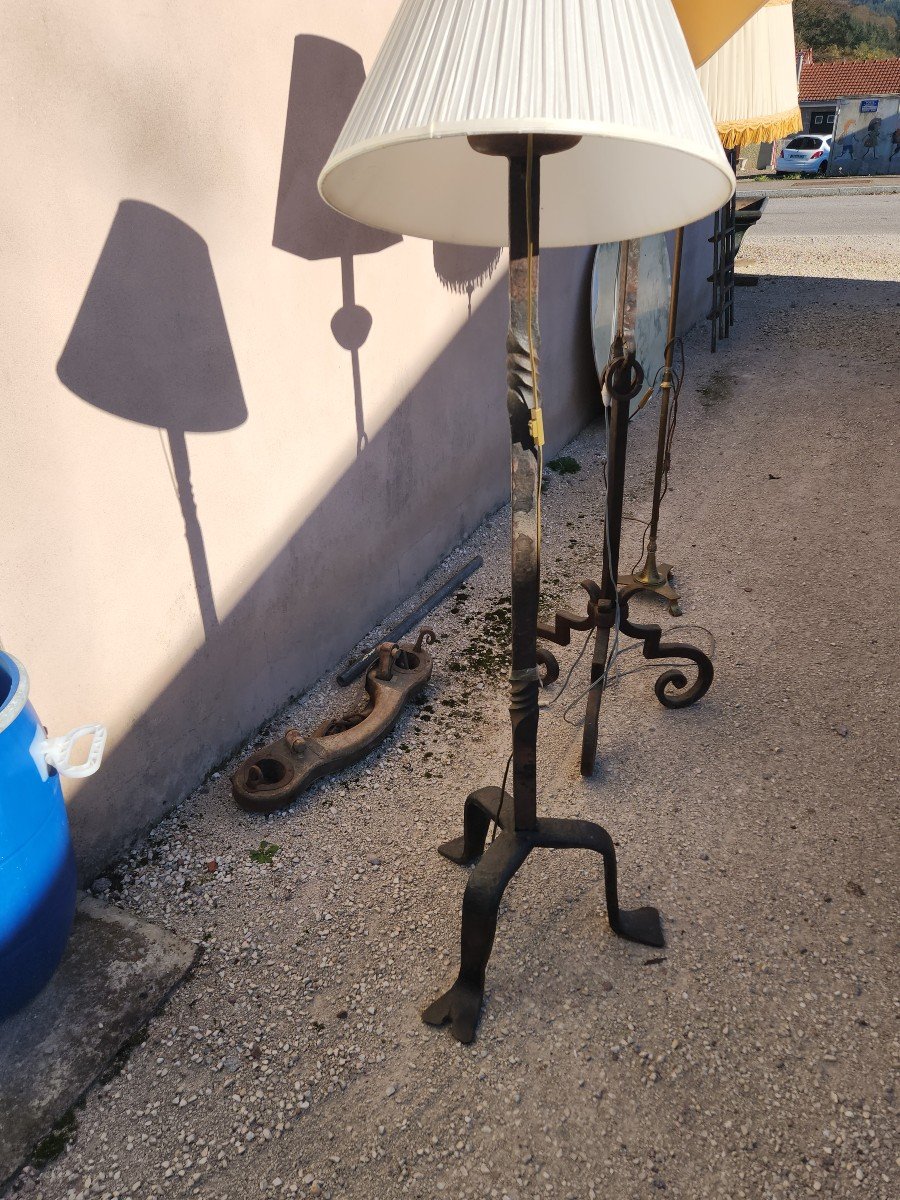 Wrought Iron Floor Lamp (brutalist Art) Signed Vich-photo-4