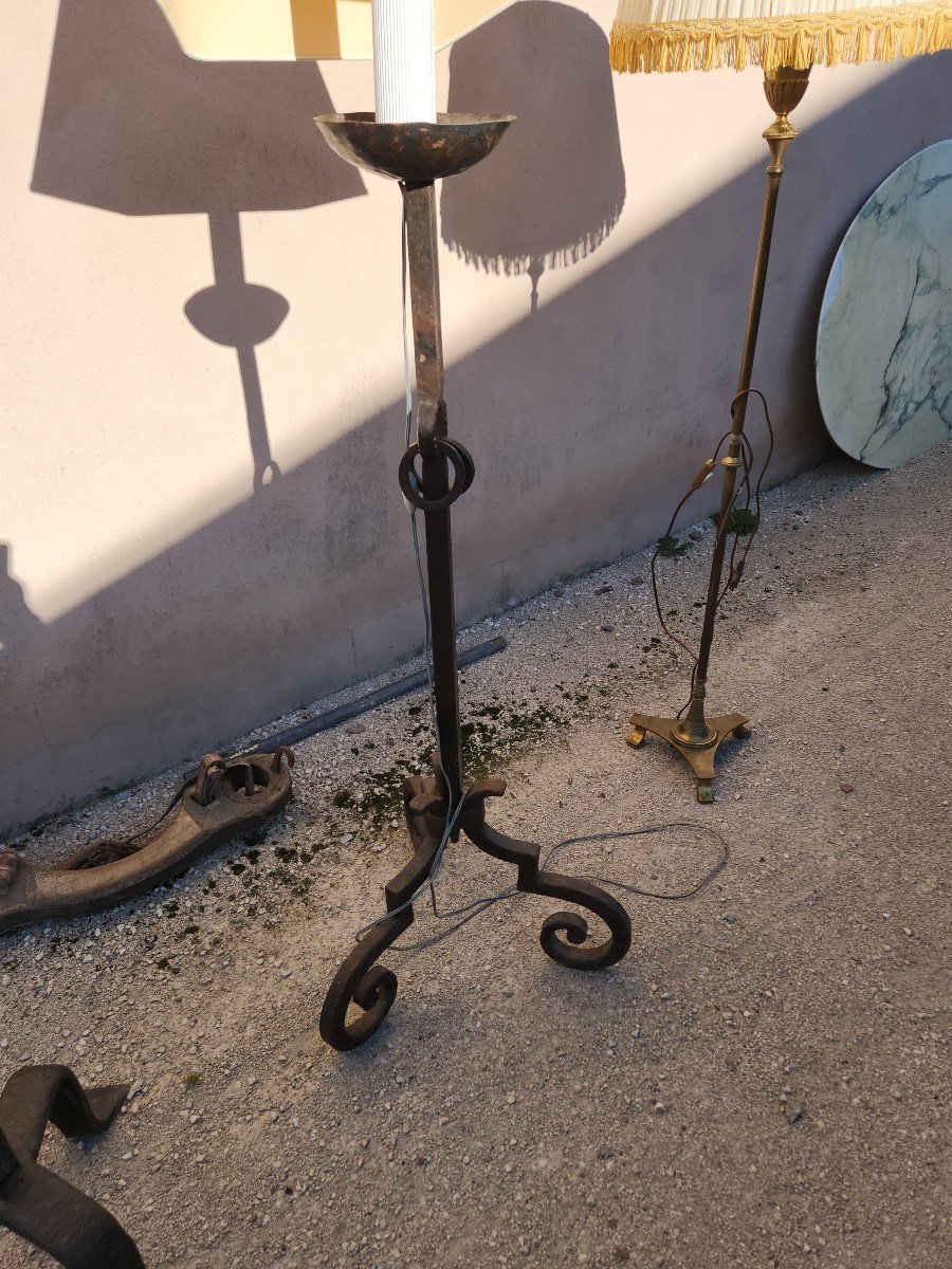 Wrought Iron Floor Lamp (brutalist Art) Signed Vich-photo-5