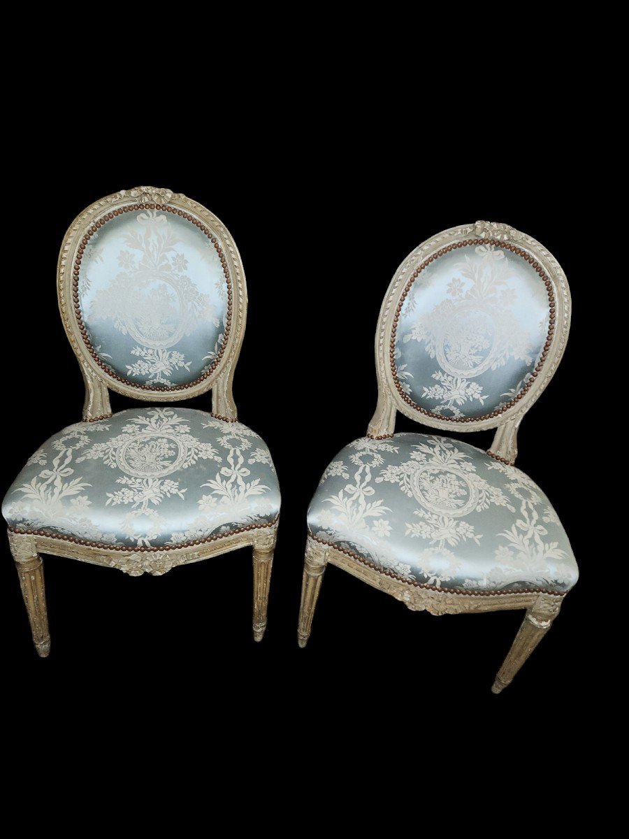 Paire De Chaises Louis XVI d'époque 