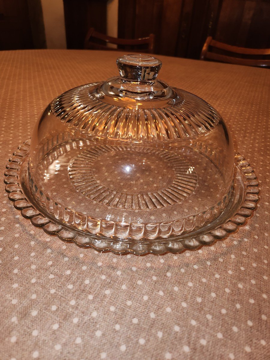 Glass Dome And Cake Plate Set Early 1900-photo-4