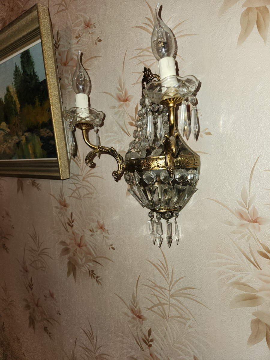 Set Of 4 Mongolefiere Chandeliers And 6 Wall Lights From The 60s-photo-2